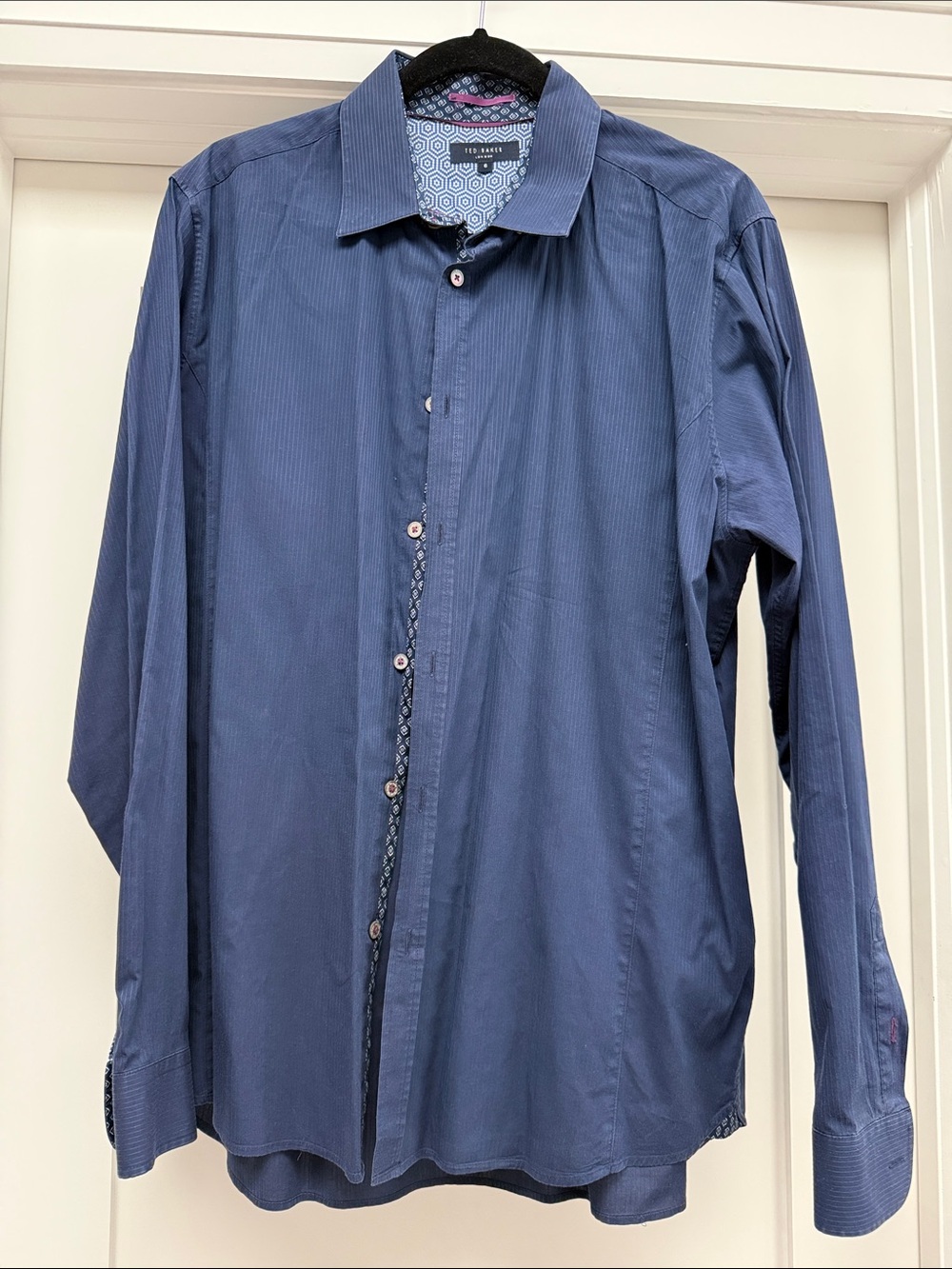 Ted Baker Blue Pinstripe Long Sleeve Dress Shirt